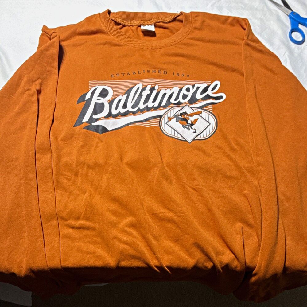 MLB,Baltimore Orioles Orange Crewneck Sweatshirt, Size XL